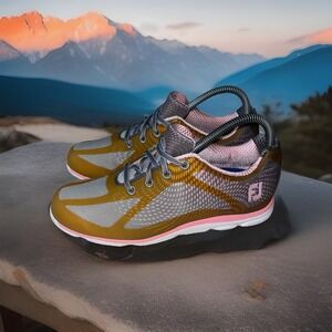 FOOTJOY Golf Shoes Women Size 8.5 Cute emPower 98000 Pink‎ Gray Soft Low Spiked